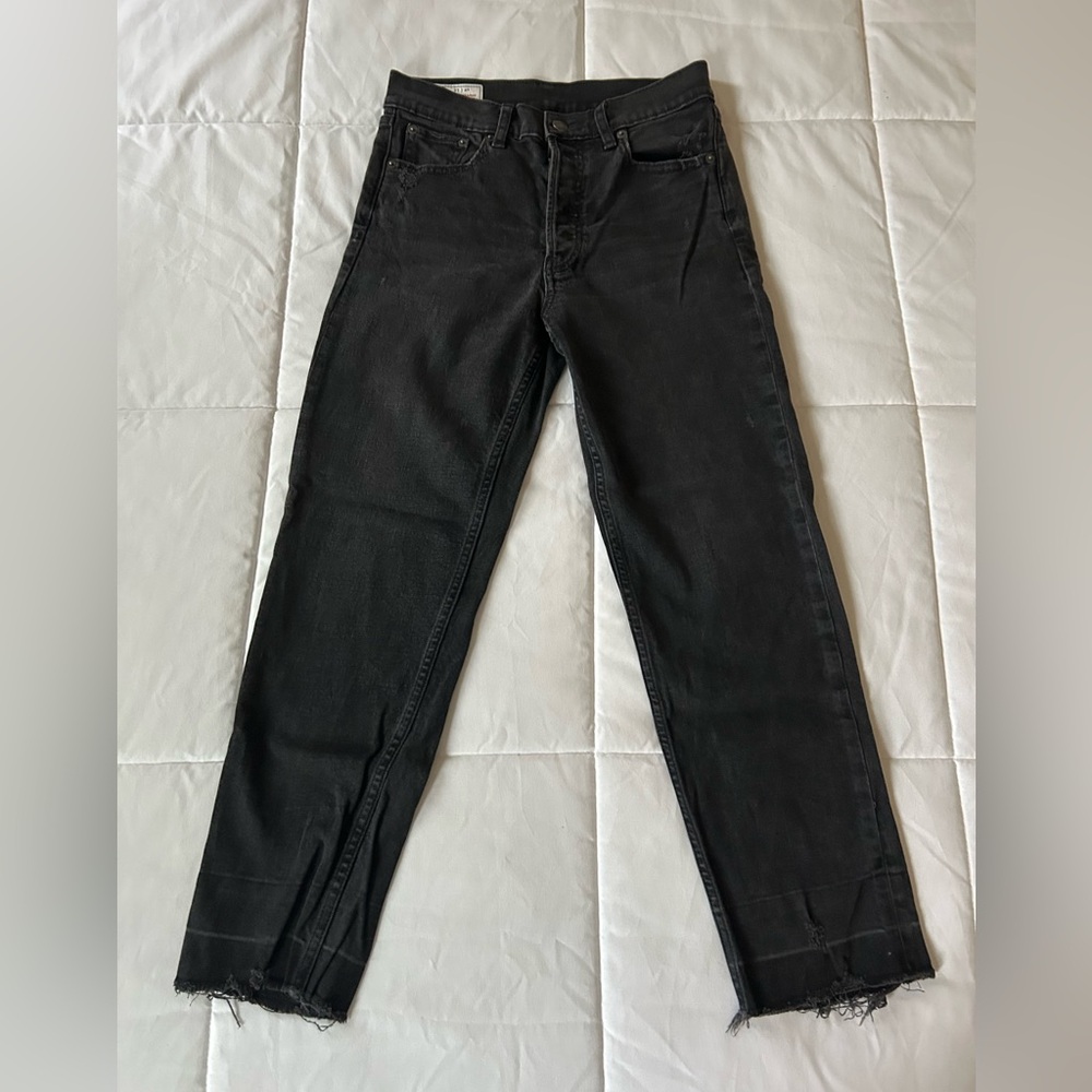 GAP 4R High Rise Cheeky Straight Jeans in Black with Hidden Button Fly - Picture 6 of 16